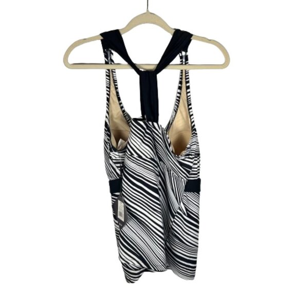 Ava & Viv Womens Swim Tankini Top Diagonal Stripes Black White Plus Size 20W - Picture 7 of 10